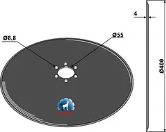 Såskive til Amazone Ø400 Ø400, tykkelse 4mm, Ø72