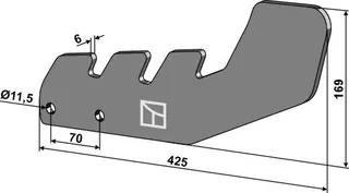 Nivelleringsfot til Lemken Lengde 425 mm - Tykkelse 6 mm