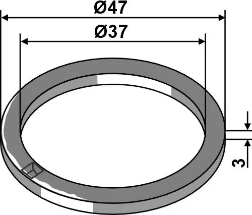 Avstandsring Ø47x3 til Kuhn Ø47mm, tykkelse 3mm 