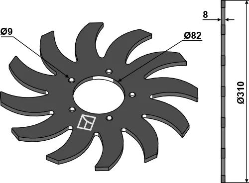 Såteknisk blad 310mm Ø105mm, 8mm tykkelse 