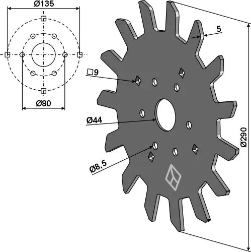 Ruskfjerner til BOURGAULT Ø290, tykkelse 5 mm 