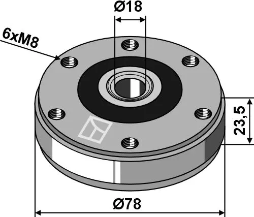 Lager til Lemken Ø78mm, M8, 18mm hull 