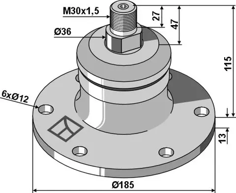 Lager til Maschio/Gaspardo Ø185mm, M30x1,5, Ø165