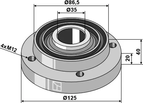 Lager til Lemken Ø125, Ø100, hull 35 