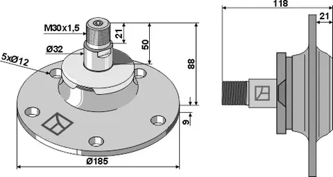 Lager til Lemken Rubin M30x1,5 - Ø185 mm