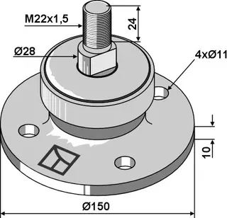 Lager til kompakte tallerkenharver Ø150, M22x1,5, Ø110