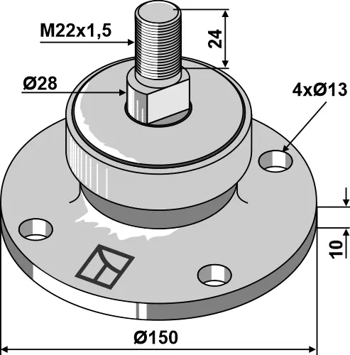 Lager for tallerkenharver Ø150, M22x1,5, Ø110 