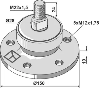 Lager til kompakte tallerkenharver Ø150, M22x1,5, Ø104