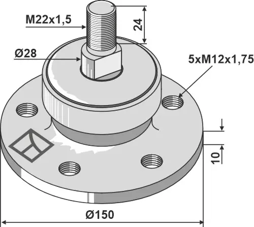 Lager til kompakte tallerkenharver Ø150, M22x1,5, Ø104 