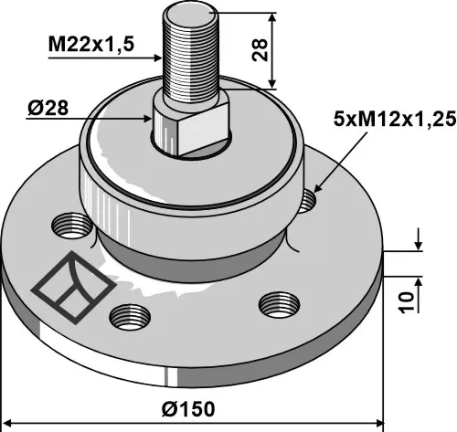 Lager for kompakte tallerkenharver Ø150, M22x1,5, Ø110 