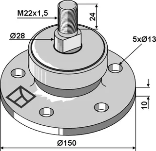 Lager til kompakte tallerkenharver Ø150, M22x1,5, Ø115