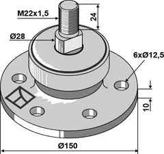 Lager til kompakte tallerkenharver Ø150, M22x1,5, Ø130