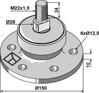 Lager til kompakte tallerkenharver Ø150, M22x1,5, Ø130