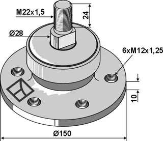 Lager til kompakt tallerkenharv Ø150, M22x1,5, Ø98