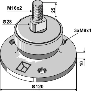 Lager M16 til Niaux Ø120, tykkelse 10 mm, M16x2