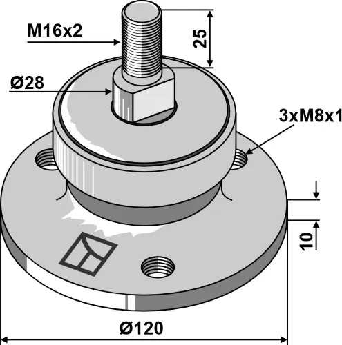 Lager M16 til Niaux Ø120, tykkelse 10 mm, M16x2 