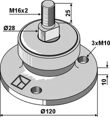 Lager med gjenger M16 Ø120, M16x2, Ø80