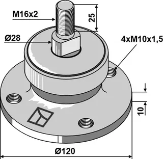 Lager med gjenger M16 Ø120, tykkelse 10, M16x2