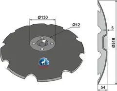 Notched disc til Forges de Niaux Ø510mm, 10 notches, 5mm tykkelse