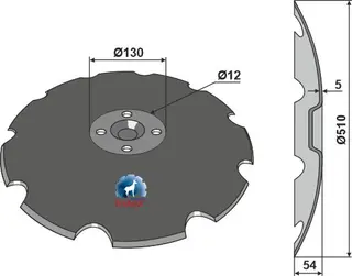 Notched disc til Forges de Niaux Ø510mm, 10 notches, 5mm tykkelse