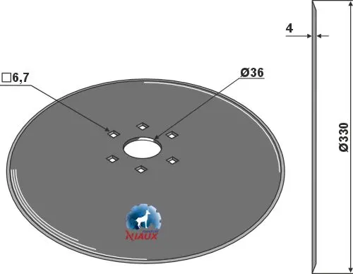 Såskive Ø330x4 til Becker Ø330, hull 6,7, tykkelse 4 