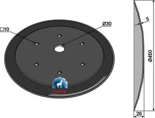 Hop disc Ø450x5 til Fischer Ø450, tykkelse 5, hull Ø10