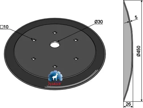 Hop disc Ø450x5 til Fischer Ø450, tykkelse 5, hull Ø10 
