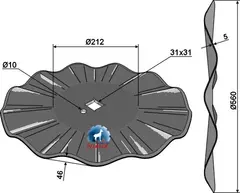 Bølgede skåler til Kongskilde Ø560x5, 10 bølger, 31x31 hull
