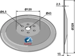 Såskive til Kongskilde Ø329mm, tykkelse 2,5mm