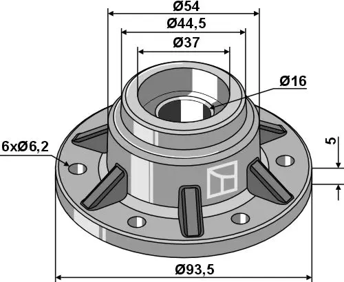 Lagerkomplett til Becker/Kongskilde Ø16mm, 93,5mm, Ø73mm 