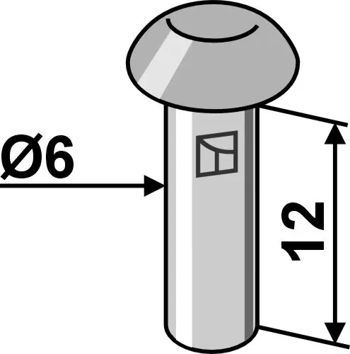 Rivet Ø6x12 til Kuhn Ø6, Lengde 12 