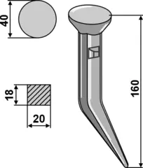 Påsveisbare harvtenner Lengde 160 mm, 18x20 mm