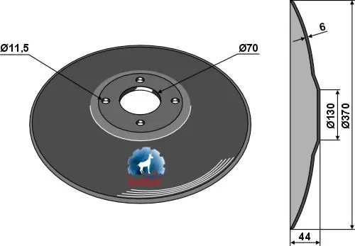 Hop disc Ø370x4 til Fischer Ø370, tykkelse 4mm, hull Ø11,5 