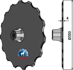 Såskive Ø350 til Kverneland Ø350, 11 notcher, tykkelse 4