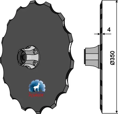 Såskive Ø350 til Kverneland Ø350, 11 notcher, tykkelse 4 