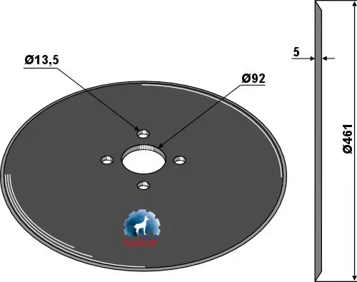Coulter Ø461x5 til AGCO Ø461, tykkelse 5 mm, hull 13,5 mm 