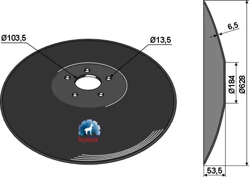 Konkav skål Ø628mm til Salford Ø628mm, tykkelse 6,5mm, 53,5° 