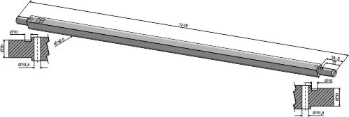 Firkantaksel 40x40 til Güttler 40x40 mm, 1740 mm lengde 