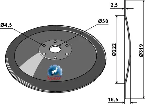 Såskive til Kongskilde Ø319mm, tykkelse 2,5mm 