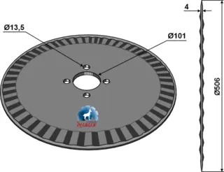 Rulleskjær til Kongskilde Ø506x4, 55 bølger, Ø133