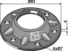 Bearing flange til Great Plains Ø80, hull 7 mm, pitch circle