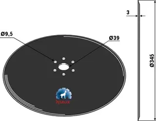 Såskive Ø345 til Köckerling Ø345, 39mm hull, 3mm tykk