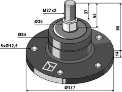 Lager med gjenger M27x2 Ø177, tykkelse 14mm