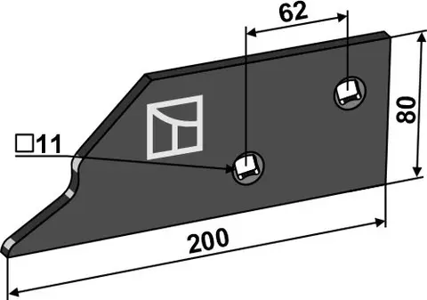 Landside høyre til plog Lengde 200 mm, Bredde 80 mm