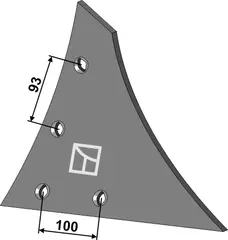 Høyre skjær til Kuhn Hullavstand 93-100 mm - Tykkelse 8 mm