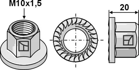 Kragebolt M10 til Köckerling M10x1,5, åpning 17mm