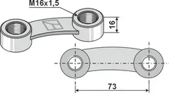 Løftebolt M16x1,5 til Lemken M16x1,5, hullavstand 73 mm