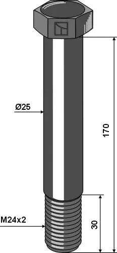 Bolt M24x2 - Dragone M24x2, 170mm, 32mm åpn. 