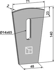 Avskraper til Kuhn Hole: 14x65, Lengde: 140