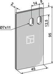 Avskraper til Kuhn Lengde 95 mm, tykkelse 2 mm